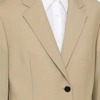 Prada Single-breasted Wool Blazer In Brown