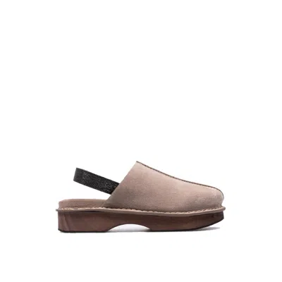 Brunello Cucinelli Leather Platform Slipper In Neutral
