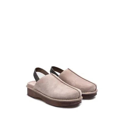 Brunello Cucinelli Leather Platform Slipper In Neutral