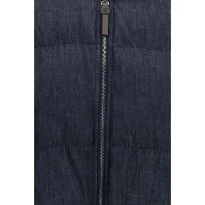 Brunello Cucinelli Blue Cotton Shell Jacket In Blue