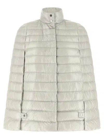 Herno Ultralight Quilted Down Cape Down Jacket In Metallic
