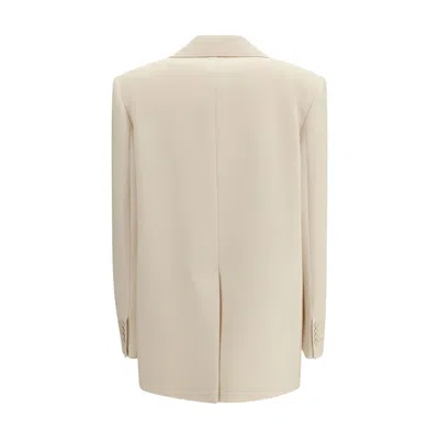 Max Mara Studio Cady Blazer With Vertical Side Stitching And Lapel Collar In Neutral