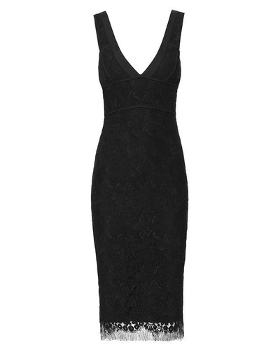 Shop Victoria Beckham V-neck Lace Fitted Dress