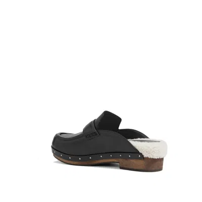Brunello Cucinelli Shearling-lined Bead-embellished Leather Clogs In Multi
