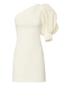 DAVID KOMA Puff Sleeve One Shoulder Dress,DK06DAWHT