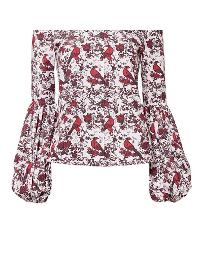 Caroline Constas Gisele Off-the-shoulder Cotton-blend Blouse In Red And White