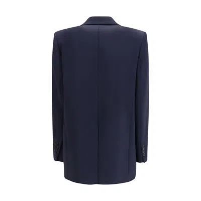 Max Mara Studio Blue Virgin Wool Silk Blazer In Blue