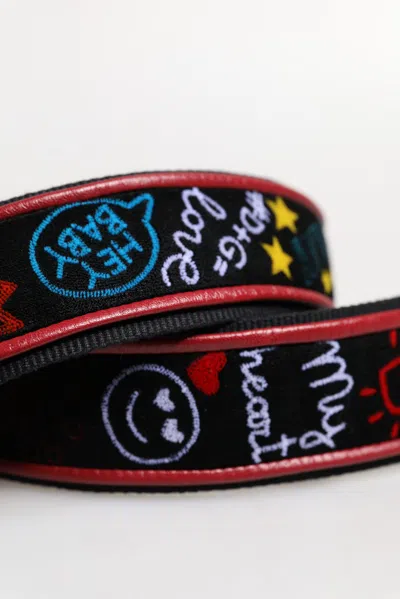 Dolce & Gabbana Printed Cotton Shoulder Strap In Black