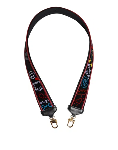 Dolce & Gabbana Printed Cotton Shoulder Strap In Black