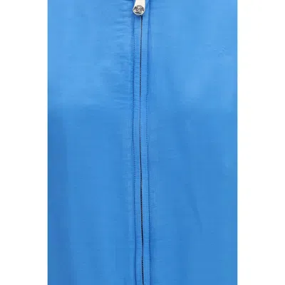 Versace Silk Zip Bomber Jacket In Blue