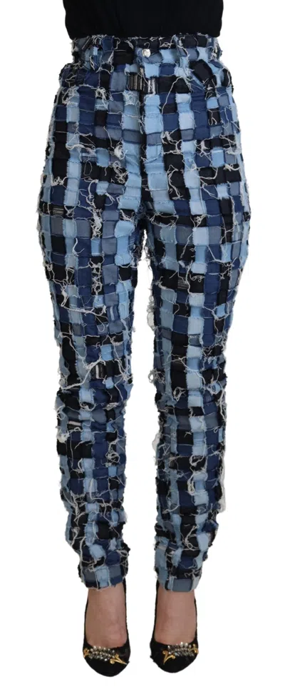 Dolce & Gabbana Multicolor Patchwork Cotton Denim Jeans In Blue
