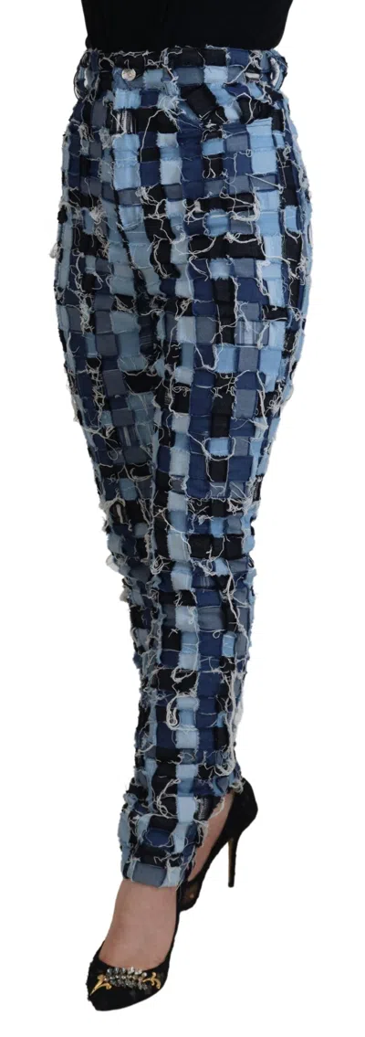 Dolce & Gabbana Multicolor Patchwork Cotton Denim Jeans In Blue