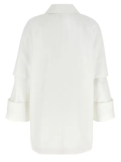 Max Mara Layered Sleeve Coat Featuring Button Detail In White