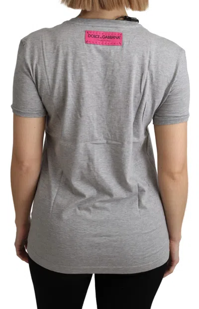 Dolce & Gabbana Multicolor Sequined Amore E Bellezza T-shirt In Gray