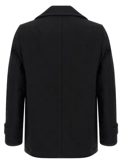 Comme Des Garçons Double-breasted Canvas Coat In Black
