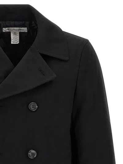 Comme Des Garçons Double-breasted Canvas Coat In Black