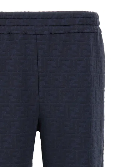 Fendi Ff Monogram Jacquard Joggers In Blue