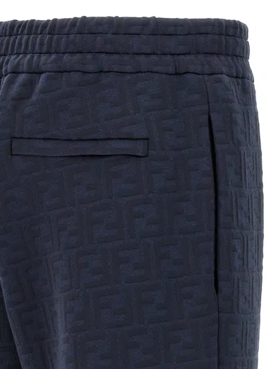 Fendi Ff Monogram Jacquard Joggers In Blue