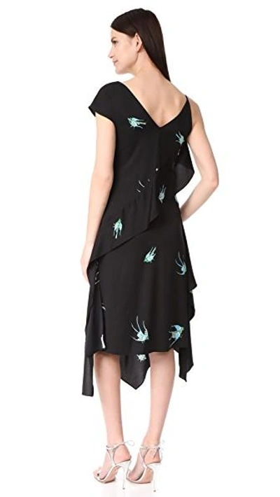 Shop Diane Von Furstenberg Asymmetrical Ruffle Dress In Ceres Black