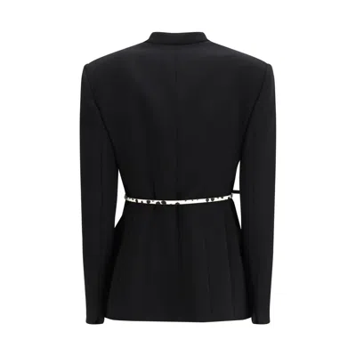 Max Mara Studio Double-breasted Cady Jacket With Belt In Black
