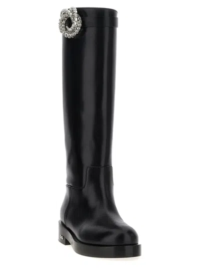 Mach&mach Crystal-embellished Leather Boot In Black