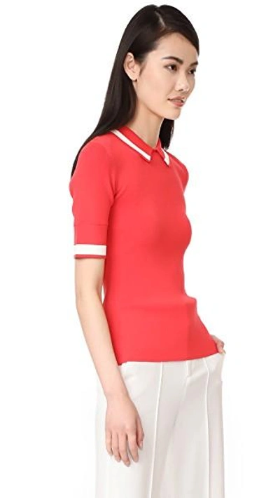 Shop Grey Jason Wu Knit Polo Shirt In Cadmium Red