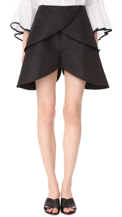 Paper London Petal Shorts In Black