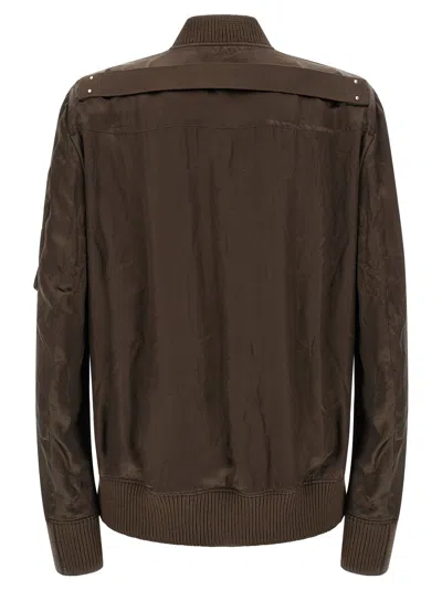 Rick Owens Brown Solid Bomber Jacket In Brown