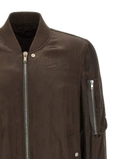 Rick Owens Brown Solid Bomber Jacket In Brown