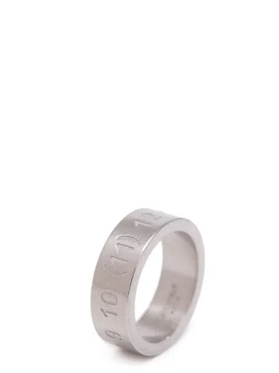 Maison Margiela Engraved Number Reference Ring In Silver