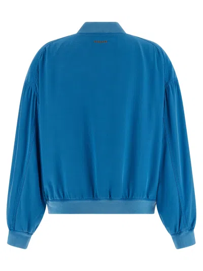 Versace Silk Poplin Bomber Jacket In Blue