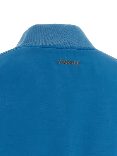 Versace Silk Poplin Bomber Jacket In Blue
