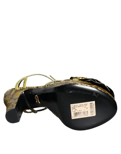 Dolce & Gabbana Python Leather Ankle Strap Heel Sandal In Yellow