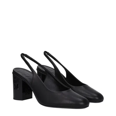 Max Mara Leather Slingback Heel In Black