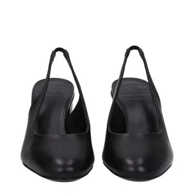 Max Mara Leather Slingback Heel In Black