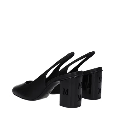 Max Mara Leather Slingback Heel In Black