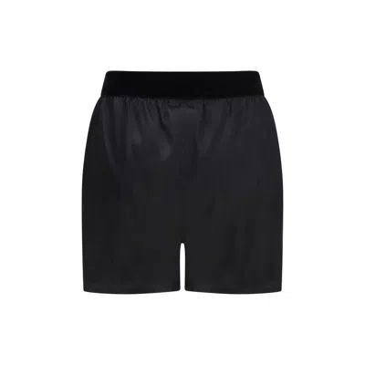 Tom Ford Peach-feel Silk Satin Pj Shorts In Black