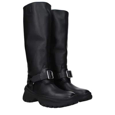 Burberry Harness-strap Leather Boot In Black