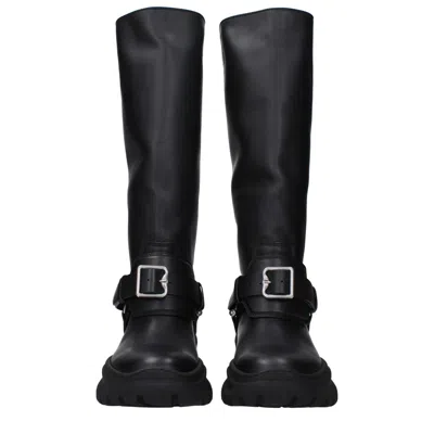 Burberry Harness-strap Leather Boot In Black