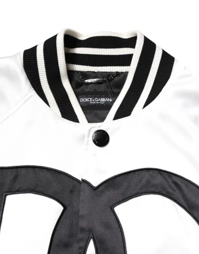 Dolce & Gabbana White Dg Logo Polyester Jersey Bomber Jacket In White