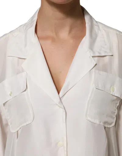Dolce & Gabbana Silk Collared Blouse In White