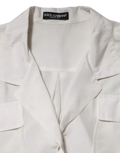 Dolce & Gabbana Silk Collared Blouse In White