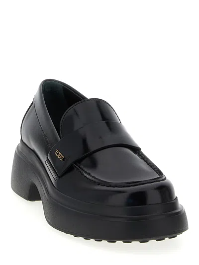 Tod's Chunky-sole Calfskin Loafer In Black