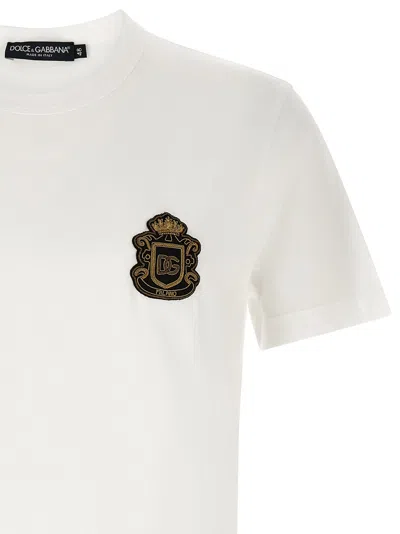 Dolce & Gabbana Heraldic Patch Short Sleeve T-shirt Size 48 In White