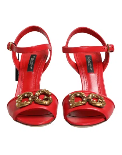 Dolce & Gabbana Dg Amore Leather Pumps Embellished Open Toe In Multi