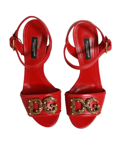 Dolce & Gabbana Dg Amore Leather Pumps Embellished Open Toe In Multi