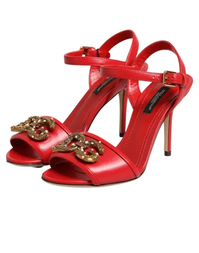 Dolce & Gabbana Dg Amore Leather Pumps Embellished Open Toe In Multi