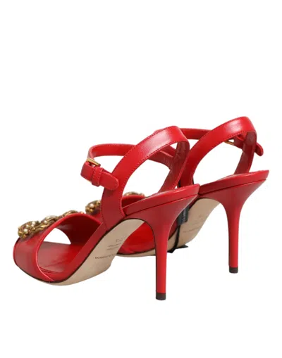 Dolce & Gabbana Dg Amore Leather Pumps Embellished Open Toe In Multi