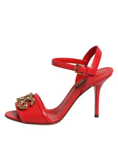 Dolce & Gabbana Dg Amore Leather Pumps Embellished Open Toe In Multi