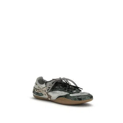Miu Miu Python Print Leather Sneaker In Gray